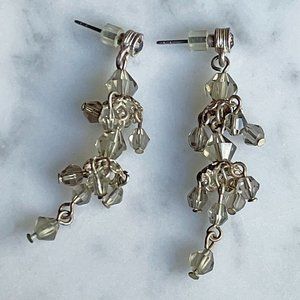 ⭐ ➡️ 5 for $25 ⬅️ ⭐   Vintage Beaded Smokey Crystal Drop Post Earrings, 1.75" L